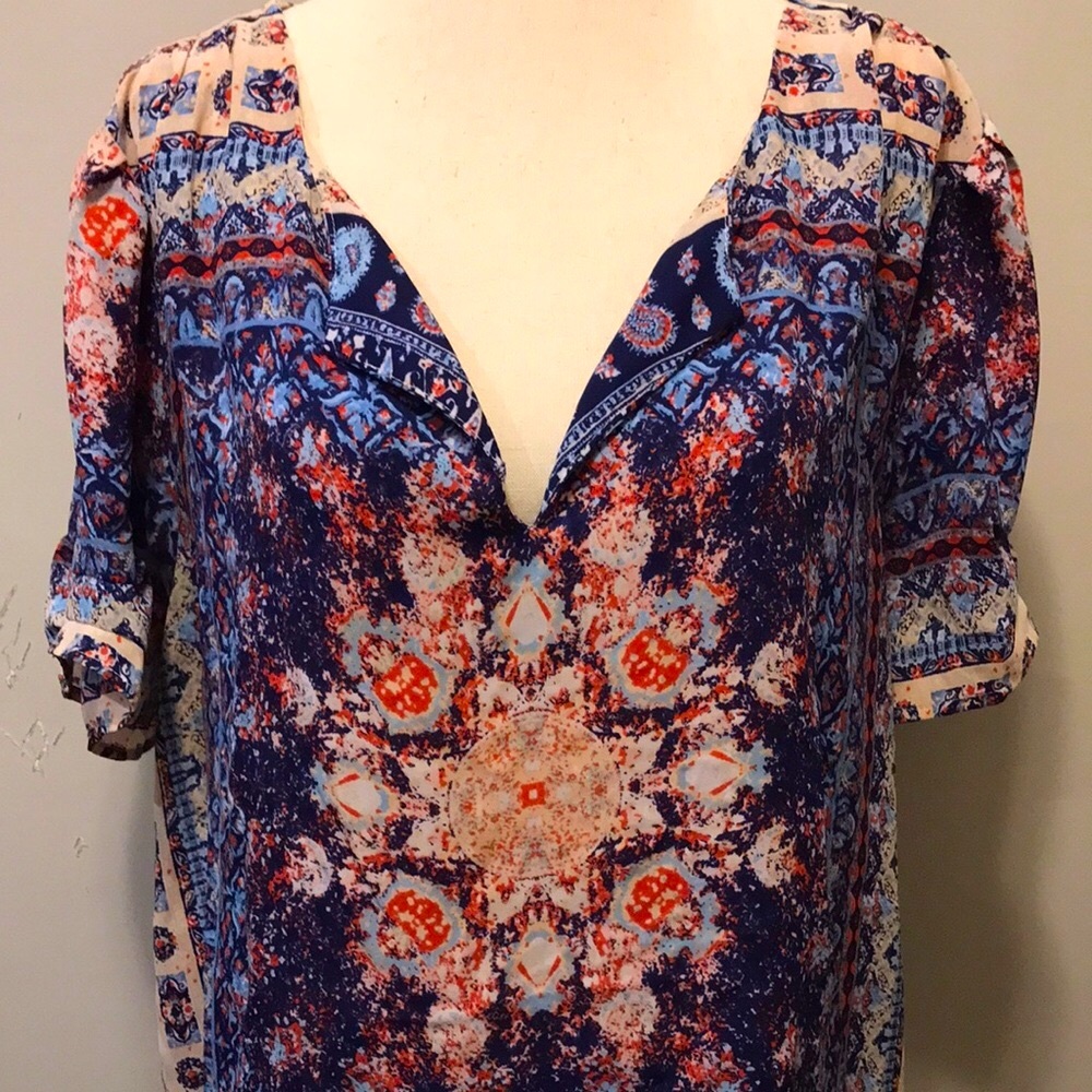 Bohemian Print V-Neck Pullover Top - Picture 6 of 12